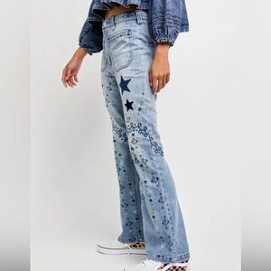 Free People Delphine Embroidered Jeans